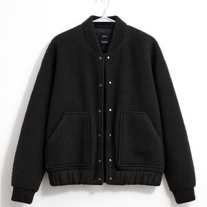 Mango Black Textured Bomber Jacket